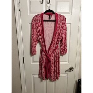 Laura Ashley XL Pink Floral Chinoiserie Robe Intimates Kimono Sleepwear Wrap